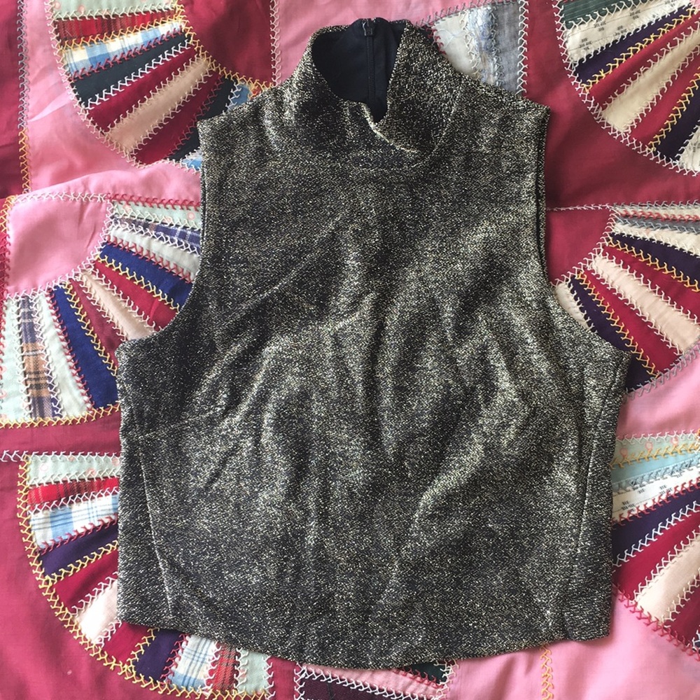 Sparkly mock neck, sleeveless top
